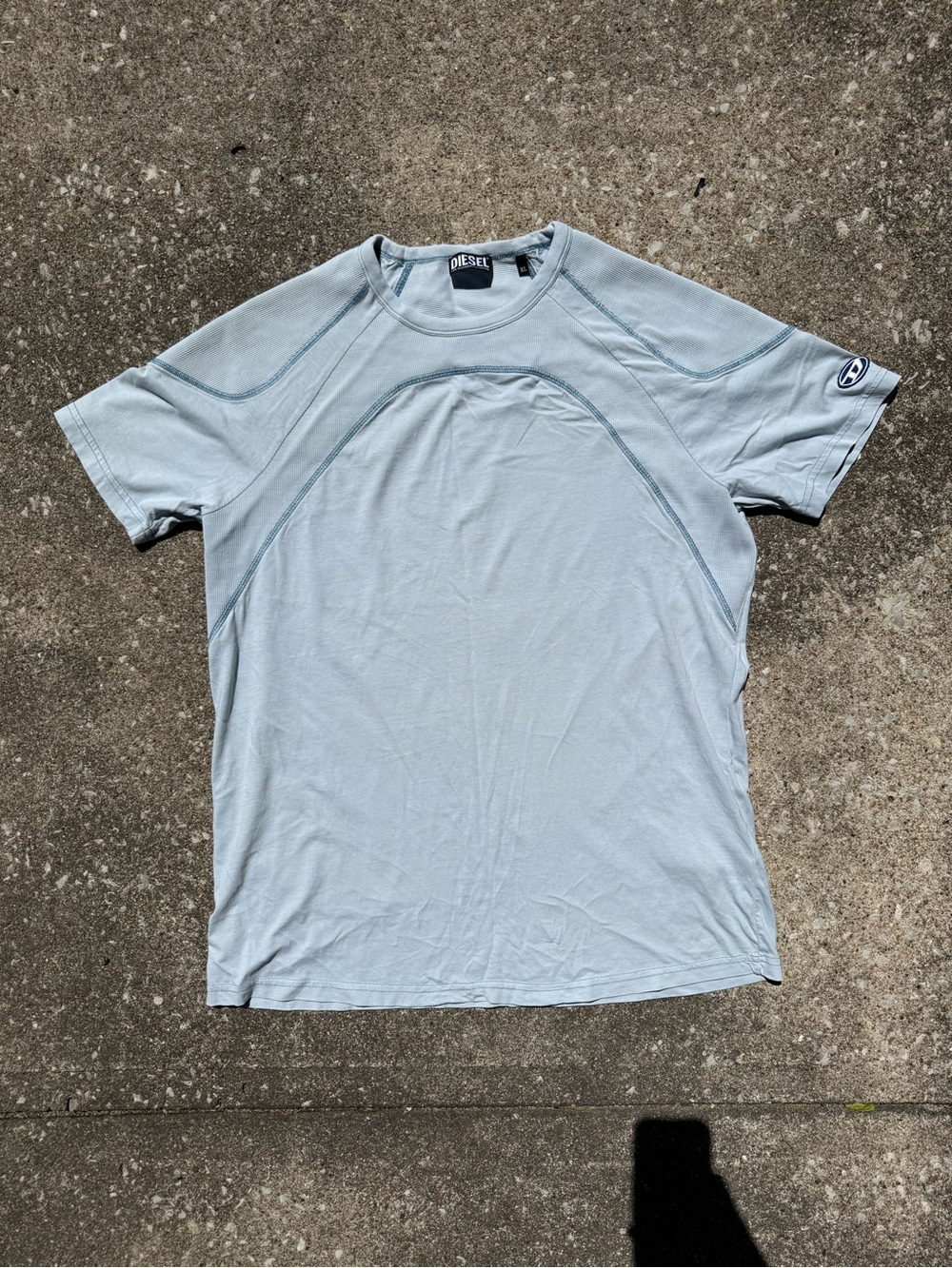 Y2K Diesel Blue Train Vent Tech Short-Sleeve Shirt